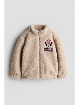 H&M - Girls Beige Appliqued Teddy Jacket
