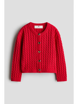 H&M - Girls Red Cable-Knit Cardigan
