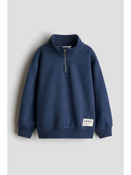 H&M - Boys Navy Blue Zip-Top Brushed-Inside Sweatshirt