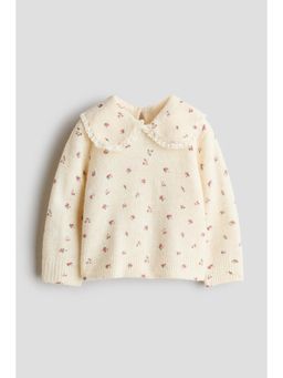 H&M - Girls White Peter Pan-Collared Jumper
