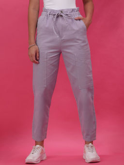 Freehand - Purple Women Regular Solid High-Rise Trousers