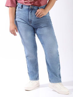 High Star - Women Plus Straight Fit High-Rise Casual Jeans