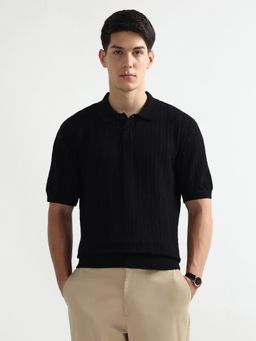 Arrow Newyork - Black Cotton Half Sleeves Polo T-Shirt