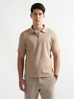 Arrow Newyork - Beige Cotton Half Sleeves Polo T-Shirt