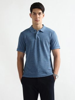 Arrow Newyork - Blue Cotton Half Sleeves Polo T-Shirt