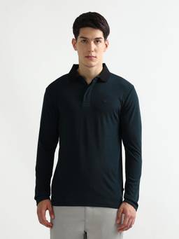 Arrow - Teal Cotton Full Sleeves Polo T-Shirt