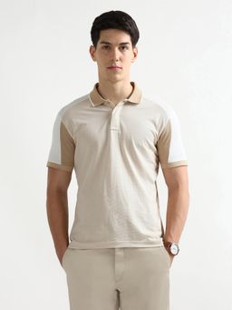 Arrow Sports - Beige Cotton Half Sleeves Polo T-Shirt