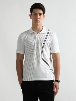 Arrow Sports - White Cotton Half Sleeves Polo T-Shirt