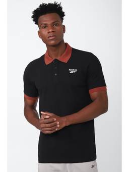 Reebok - Black Polyester Blend Half Sleeves Polo T-Shirt