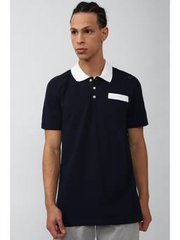 Reebok - Navy Blue Polyester Blend Half Sleeves Polo T-Shirt