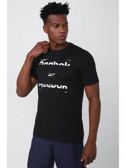 Reebok - Black Polyester Blend Half Sleeves T-Shirt