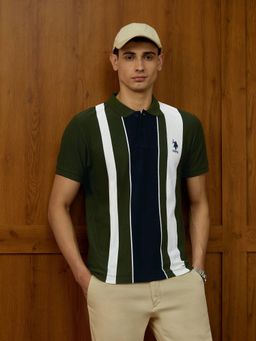 U.S. POLO ASSN. - Multi-Color Cotton Half Sleeves Polo T-Shirt