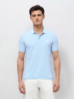 U.S. POLO ASSN. - Blue Cotton Half Sleeves Polo T-Shirt