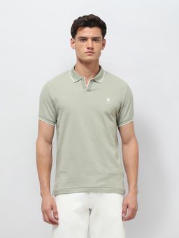 U.S. POLO ASSN. - Green Cotton Half Sleeves Polo T-Shirt