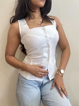 Off Duty India - Square Neck Vest Top - White