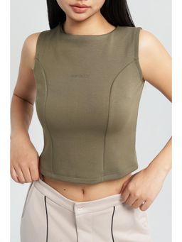 Off Duty India - Sculpt And Flare Cloud Top - Olive