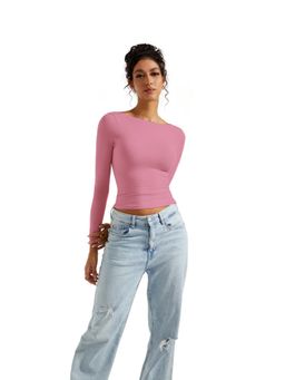 Off Duty India - Backless Long Sleeve Top - Pink