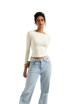 Off Duty India - Backless Long Sleeve Top - White