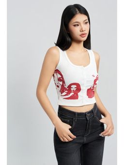 Off Duty India - Art Form Button Up Crop Top