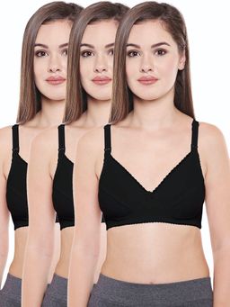Bodycare - 100% Cotton Non Padded Non Wired Feeding Bra (Pack of 3)