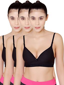Bodycare - Cotton Spandex Padded Non Wired T-Shirt Bra (Pack of 3)