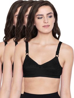 Bodycare - 100% Cotton Non Padded Non Wired Regular Bra (Pack of 3)