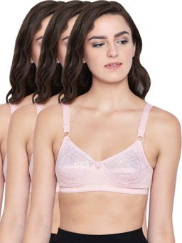 Bodycare - 100% Cotton Non Padded Non Wired Regular Bra (Pack of 3)