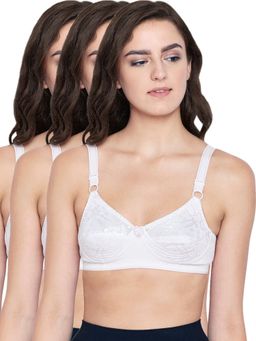 Bodycare - 100% Cotton Non Padded Non Wired Regular Bra (Pack of 3)