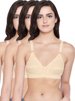 Bodycare - 100% Cotton Non Padded Non Wired Regular Bra (Pack of 3)