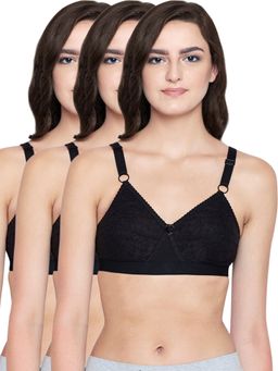 Bodycare - 100% Cotton Lightly Padded Non Wired T-Shirt Bra (Pack of 3)