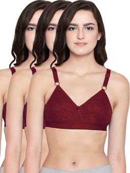 Bodycare - 100% Cotton Lightly Padded Non Wired T-Shirt Bra (Pack of 3)
