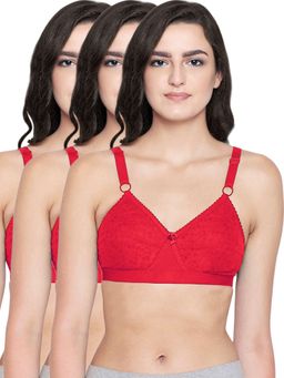 Bodycare - 100% Cotton Lightly Padded Non Wired T-Shirt Bra (Pack of 3)
