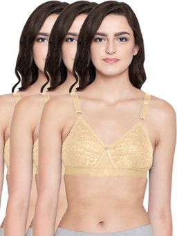 Bodycare - 100% Cotton Lightly Padded Non Wired T-Shirt Bra (Pack of 3)