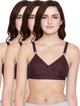 Bodycare - 100% Cotton Lightly Padded Non Wired T-Shirt Bra (Pack of 3)
