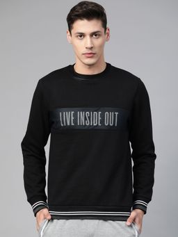 Alcis - Men Black And White Printed Detail Sports Sweatshirt