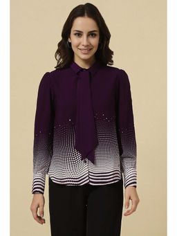 Allen Solly - Women Purple Dots Long Sleeves Shirt
