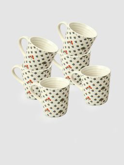 ExclusiveLane - Daawat-E-Taj Handcrafted Ceramic Coffee Mugs -Set Of 6 - 260 Ml Each