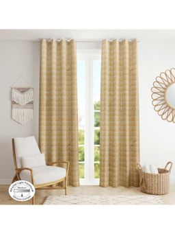 HomeTown - Amour Jacquard Door Curtain In Mustard Colour