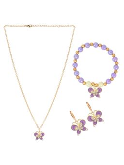 Asthetika Kids - Butterfly Charm Necklace with Bracelet & Earrings Jewellery Set