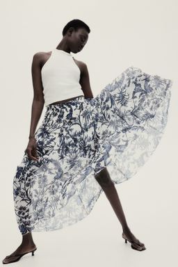 H&M - Women White Chiffon Maxi Skirt