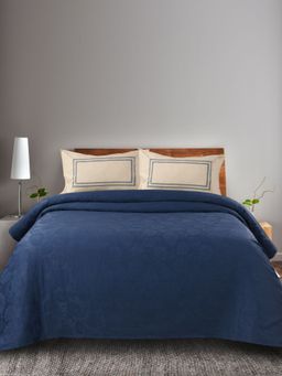 Saral Home - Woven Blue Cotton Bedsheet Double 90x100 with 2 Pillow Covers