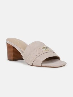 Guess - Women Beige Embellished Block Heels
