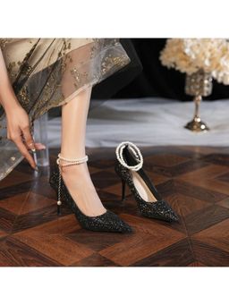 OZZARO - Women Black Shama Pearl Stiletto Heels