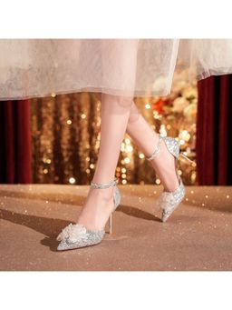 OZZARO - Women Silver Nazara Pearl Stiletto Heels