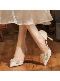 OZZARO - Women White Komal Phool Stiletto Heels