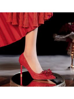 OZZARO - Women Red Laal Ruby Stiletto Heels