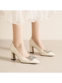 OZZARO - Women Off White Veronica Vibe Block Heels