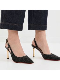 OZZARO - Women Black Gloss Code Stiletto Heels