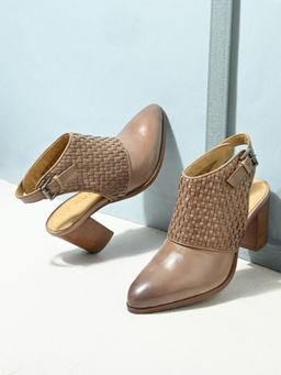 MIORAH - Women Brown Slingback Block Heels