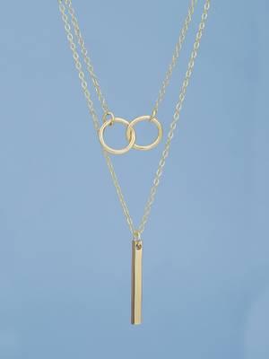Buy Carlton London Gold Plated with Bar Double Chain Necklace for Women ...